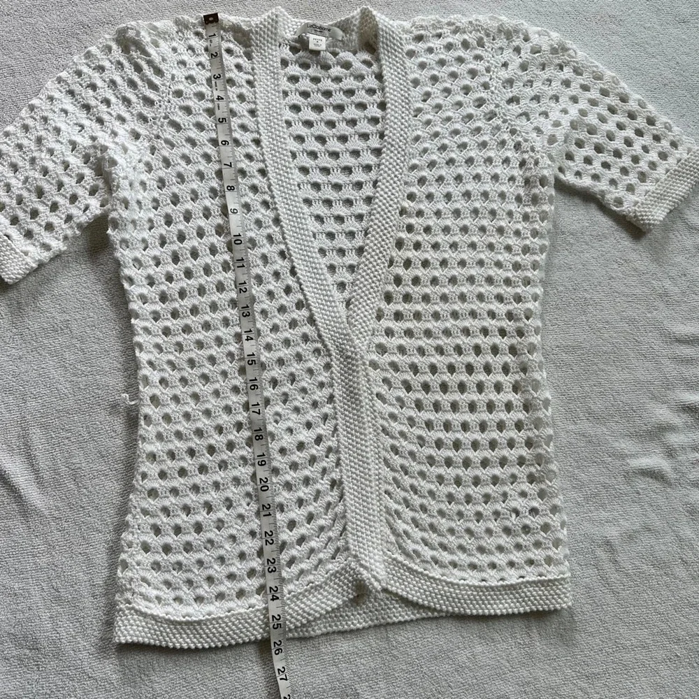 Liz Claiborne 100% COTTON White Hollow Out Open Front Cardigan Medium - Picture 4 of 7
